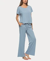 Felina Women's Lauren Linen Jersey Pullover and Lounge Pant Set