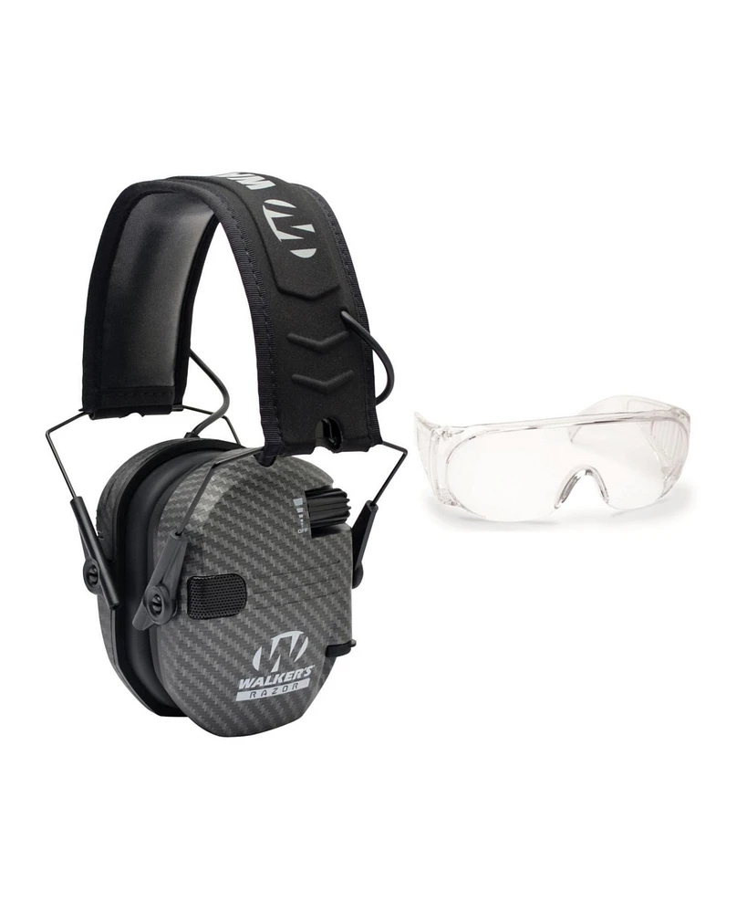 Walker's Razor Slim Shooting Muffs (Carbon) with Otg Safety Glasses