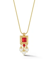 Rachel Zoe Gold Plated Gem and Pearl Pendant Necklace