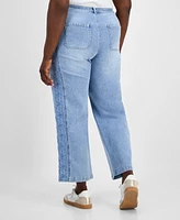 And Now This Trendy Plus High-Rise Wide-Leg Cutwork Jeans, Exclusively at Macy's