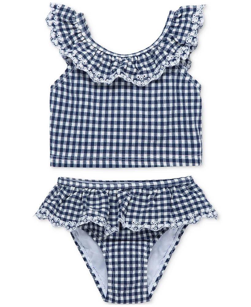 Little Me Baby Girls Gingham-Print 2-Piece Swimsuit