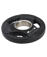HolaHatha 2.5 Pound Olympic Rubber Coated Weight Plate w/Tri Grip Handle, Black