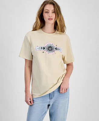 Rebellious One Juniors' Celestial Graphic Cotton Boyfriend T-Shirt