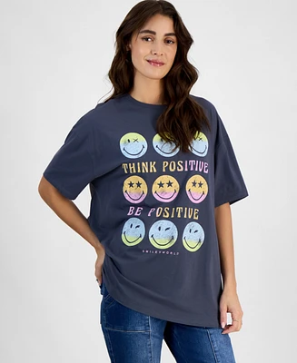 Grayson Threads, The Label Juniors' Smiley World Grid T-Shirt