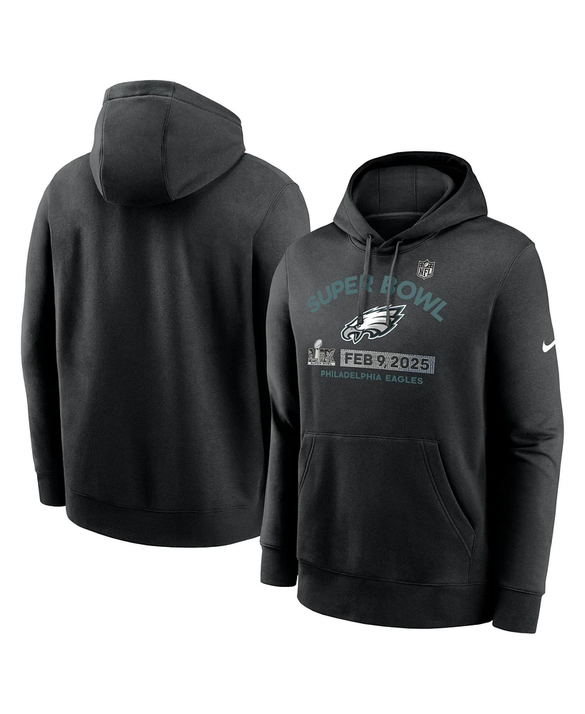 Nike Men's Black Philadelphia Eagles Super Bowl Lix Bound Team Logo Pullover Hoodie