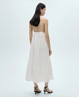 Mango Women's Floral Embroidered Strap Dress