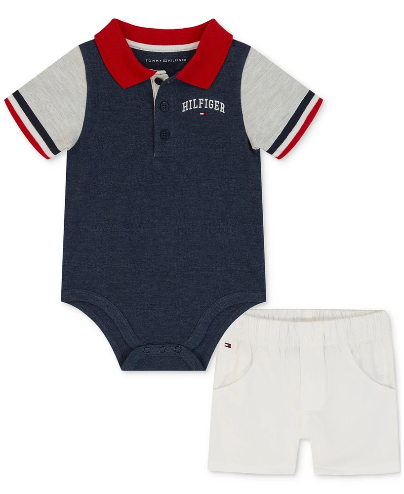 Tommy Hilfiger Baby Boy 2-Pc. Polo Bodysuit & Twill Shorts Set