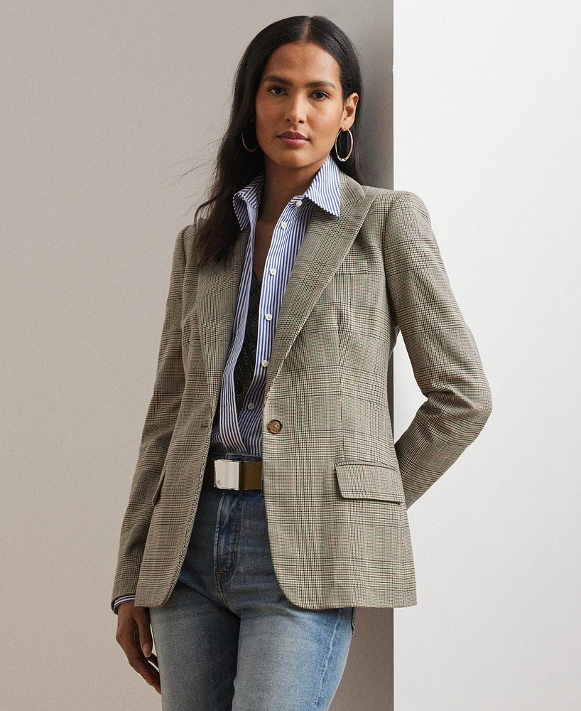 Lauren Ralph Women's Glen Plaid Cotton-Blend Twill Blazer