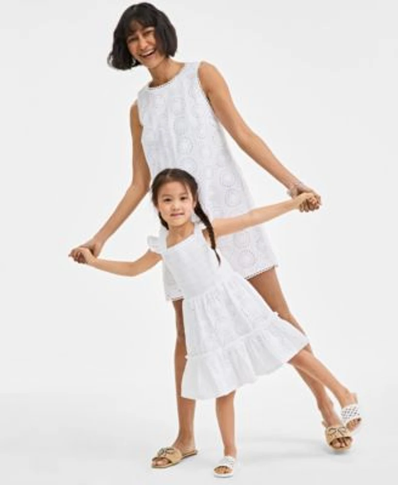 On 34th Womens Scallop Edge Eyelet Shift Dress Toddler Girls Mommy Me Eyelet Smocked Dress Exclusively At Macys