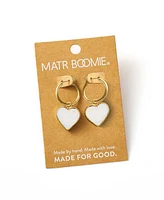 Matr Boomie Ranjani Mother of Pearl Heart Hoop Earrings