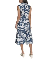 Calvin Klein Women's Printed Cotton Button-Front Dress