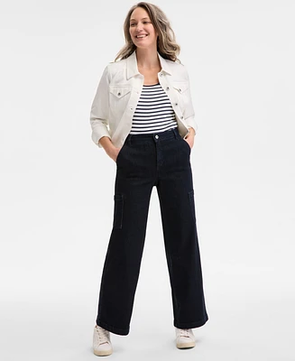 Style & Co Women's High-Rise Wide-Leg Cargo Jeans, Exclusively at Macy's