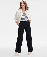 Style & Co Women's High-Rise Wide-Leg Cargo Jeans, Exclusively at Macy's