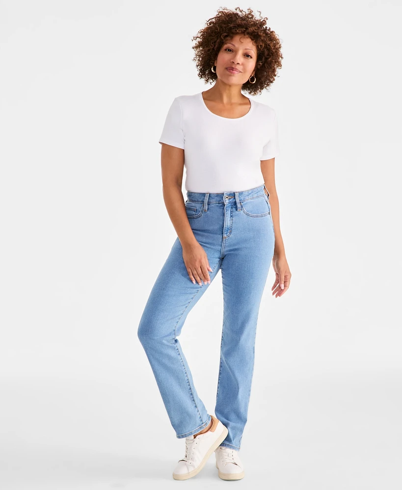 Style & Co Petite High-Rise Straight-Leg Jeans, Exclusively at Macy's