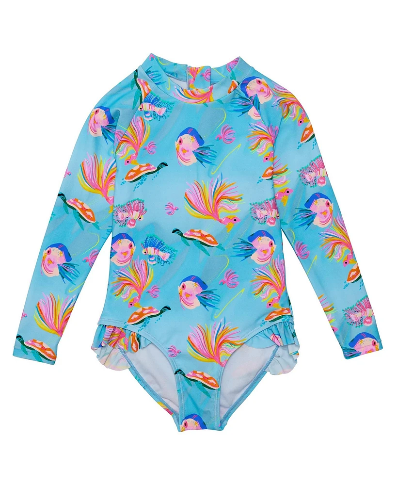Kaleido Fish Sustainable Leg Frill Surf Suit