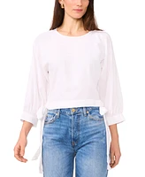 1.state Women's Crewneck Side-Tie Cropped Blouse
