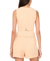 1.state Women's High Rise Roll-Cuff Pleated Shorts