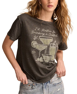 Lucky Brand Women's Rather Be Drinking Cotton Boyfriend T-Shirt