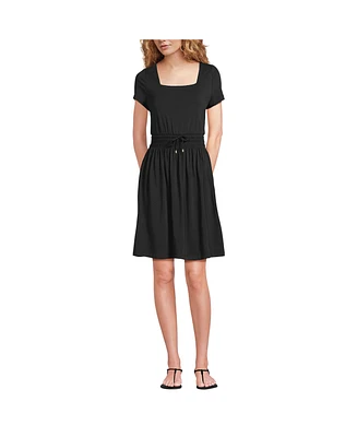 Lands' End Women's Cotton Modal Smocked Waist Dress