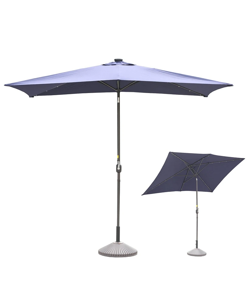 10' x 6'5 Rectangular Lighted Market Umbrella(Navy Blue)