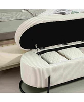 Upholstered Storage Ottoman Bench, Entryway End-of-Bed Bench for Bedroom & Living Room-The Pop Home