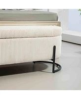 Upholstered Storage Ottoman Bench, Entryway End-of-Bed Bench for Bedroom & Living Room-The Pop Home