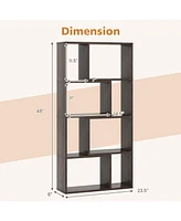 4-Tier Geometric Bookshelf with 8 Cubes for Living Room Bedroom