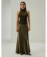 Classic High-Neck Cable-Knit Sleeveless Top for Women