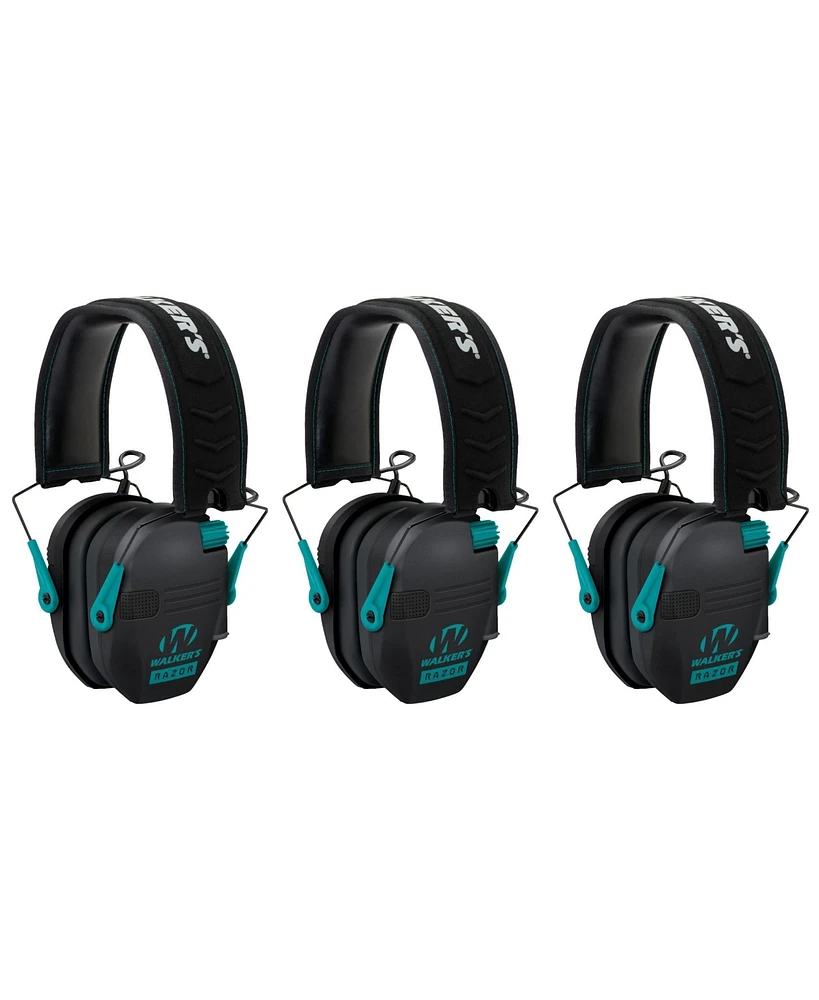 Walker's Razor Slim Electronic Shooting Muffs 3-Pack (Teal)