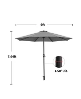 9ft Outdoor Patio Market Umbrella with Push Button Tilt and Crank Blue