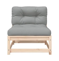 Patio Sofa Armless with Cushions Solid Wood Pine