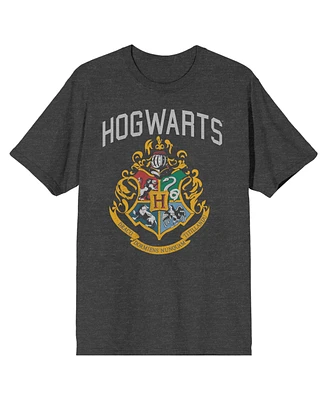 Harry Potter Men's Hogwarts Crest Charcoal Heather T-shirt-xxl