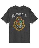 Harry Potter Hogwarts Crest Men's Charcoal Heather T-shirt-xxl