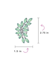 Bling Jewelry Fashion Aqua Green Marquise Crystal Leaf Brooche Pin for Mother Silver Plated Brass