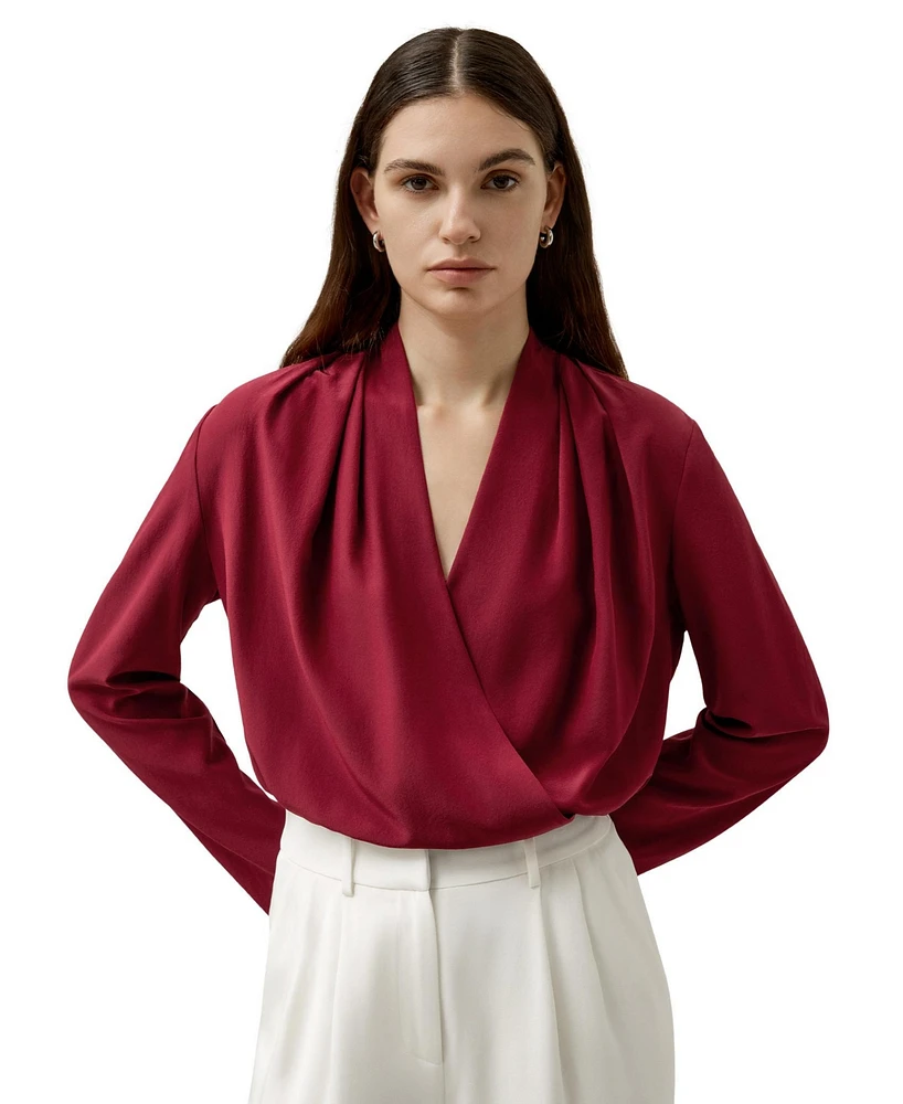 Women's Silk Crepe de Chine Long Sleeve Blouse