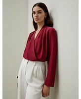Women's Silk Crepe de Chine Long Sleeve Blouse