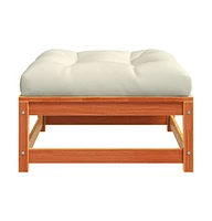 Patio Footstool with Cushion Wax Brown Solid Wood Pine