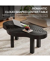 Tribesigns 45.28" Black Cloud Coffee Table, Cute Cream Living Room Center Furniture with Thick Tabletop & Solid Legs, Modern Minimalist Irregular Home