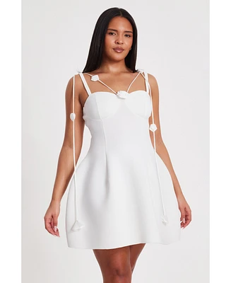 Quiz Women's Mini Scuba Foam Dress With Trailing Floral Trim