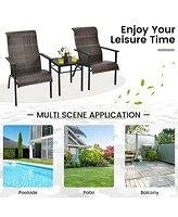 Gymax 3PCS Rattan Bistro Chair Set Patio Furniture W/Table