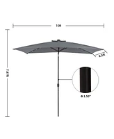 10 ft. x 6.5 Rectangular Lighted Market Umbrella with Waterproof and Uv Resistant Red