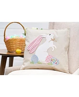 18" x 18" Bunny Eggs Embroidered Spring Easter Themed Accent Throw Pillow