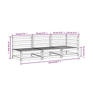 Patio Sofa 3-Seater Solid Wood Pine