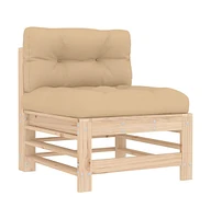 Middle Sofas with Cushions 2 pcs Solid Wood Pine
