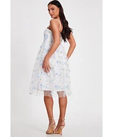 Quiz Women's Embroidered Mesh Floral Midi Dress