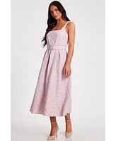 Quiz Women's Jacquard Square Neck Midi Dress