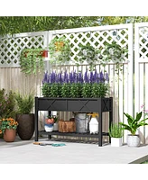 Outsunny Elevated Wood Garden Bed, 47 x 22 31.5in Flower Box,