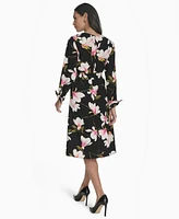 Halston Women's Floral-Print Fit & Flare Dress