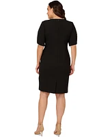 Adrianna Papell Women's Imitation Pearl-Trim Crepe Sheath Dress