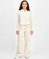 Dkny Jeans Petite High Rise Drawstring-Waist Cargo Pants